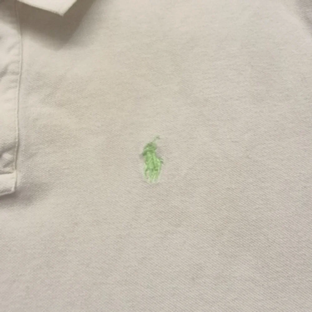 Polo Ralph Lauren‎ Men's Off White Polo Shirt LG green pony logo pullover Cotton